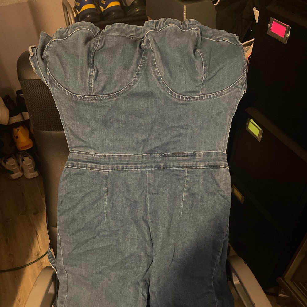 Backless Jean Bustier Romper